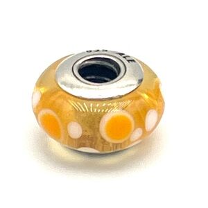Pandora Yellow Bubbles Retired Rare Murano Glass w Sterling Silver 925